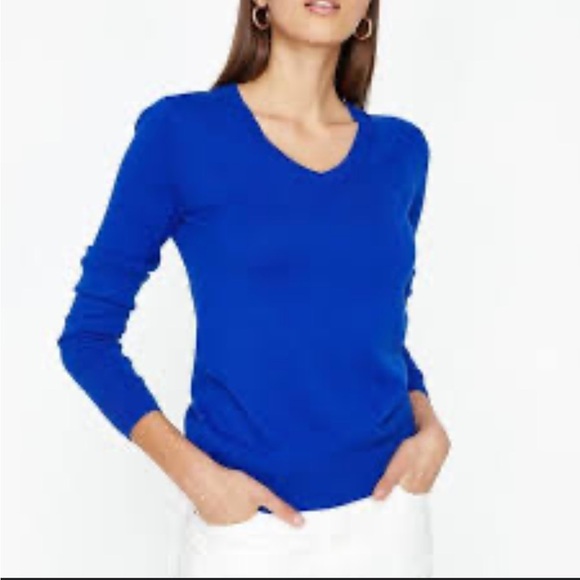 [M]Lord&Taylor Blue Extra Fine Merino Wool V Neck Sweater-M - Picture 2 of 7